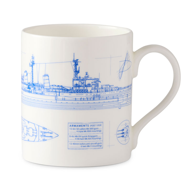 hms belfast imperial war museums ceramic white and blue souvenir mug for naval history fans 3